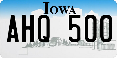 IA license plate AHQ500