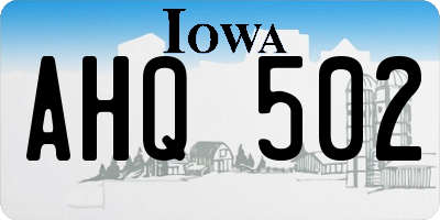 IA license plate AHQ502