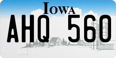IA license plate AHQ560