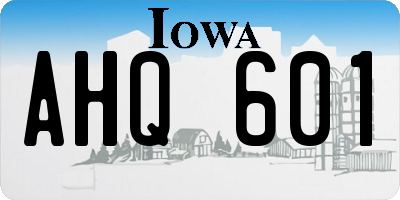 IA license plate AHQ601