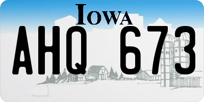 IA license plate AHQ673