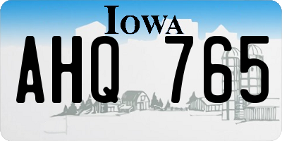 IA license plate AHQ765