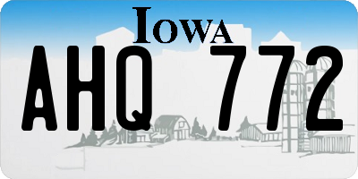 IA license plate AHQ772
