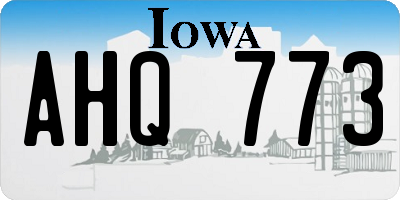 IA license plate AHQ773