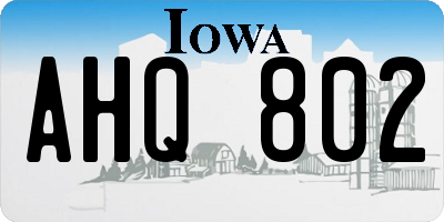 IA license plate AHQ802
