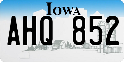IA license plate AHQ852