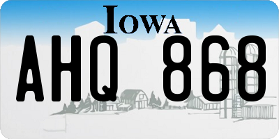 IA license plate AHQ868