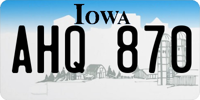 IA license plate AHQ870