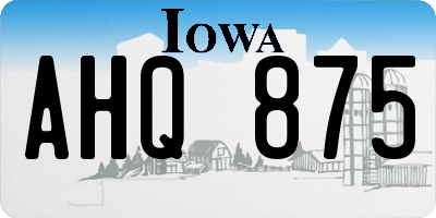 IA license plate AHQ875