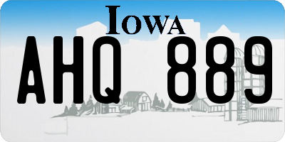 IA license plate AHQ889