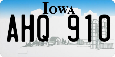 IA license plate AHQ910