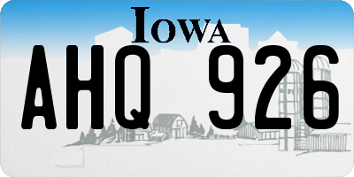 IA license plate AHQ926