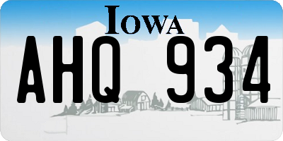 IA license plate AHQ934
