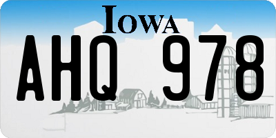 IA license plate AHQ978