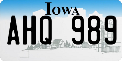 IA license plate AHQ989