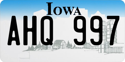 IA license plate AHQ997