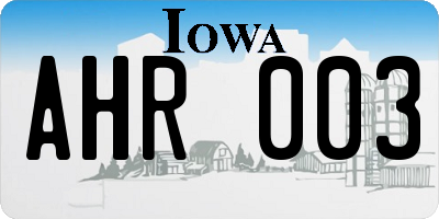 IA license plate AHR003