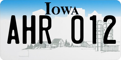 IA license plate AHR012
