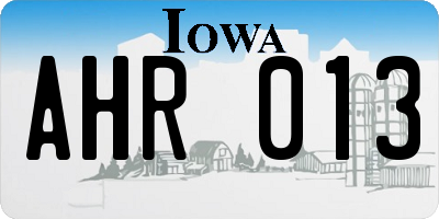 IA license plate AHR013