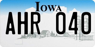IA license plate AHR040