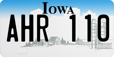 IA license plate AHR110