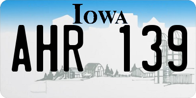 IA license plate AHR139