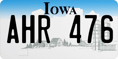 IA license plate AHR476