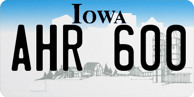 IA license plate AHR600