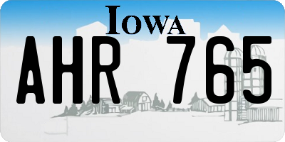 IA license plate AHR765