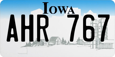 IA license plate AHR767