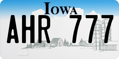 IA license plate AHR777