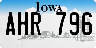 IA license plate AHR796