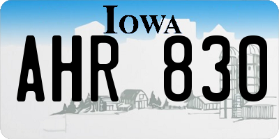 IA license plate AHR830