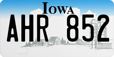 IA license plate AHR852