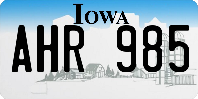 IA license plate AHR985
