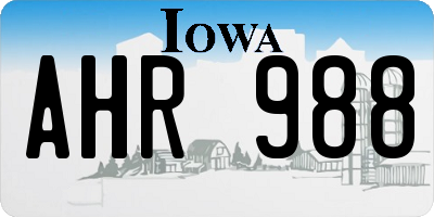 IA license plate AHR988