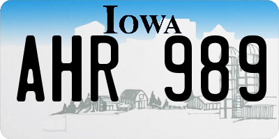 IA license plate AHR989