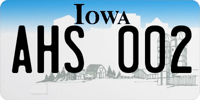 IA license plate AHS002