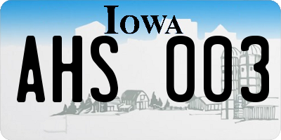 IA license plate AHS003