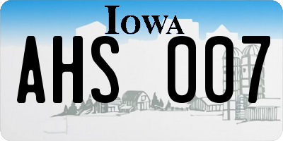 IA license plate AHS007