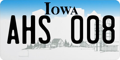 IA license plate AHS008