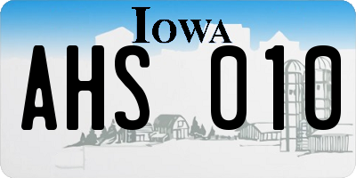 IA license plate AHS010