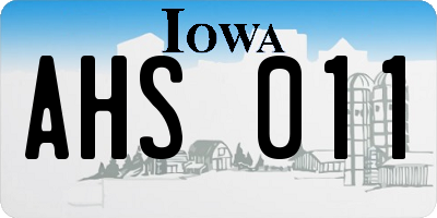 IA license plate AHS011