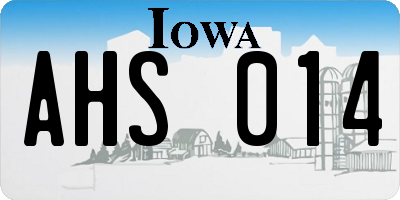 IA license plate AHS014