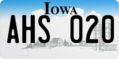 IA license plate AHS020