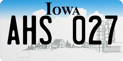 IA license plate AHS027