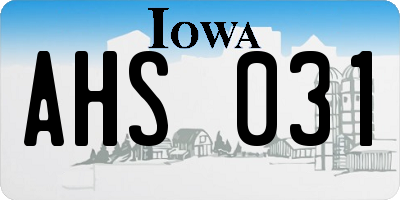 IA license plate AHS031
