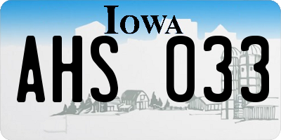IA license plate AHS033