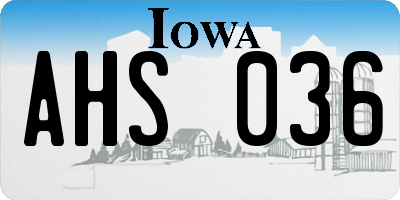 IA license plate AHS036