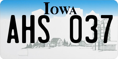 IA license plate AHS037